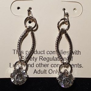 Silver Diamond Dangling Earrings
